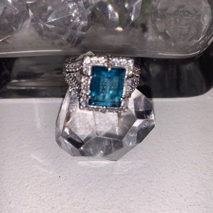Judith Ripka London blue topaz ring, sz 7